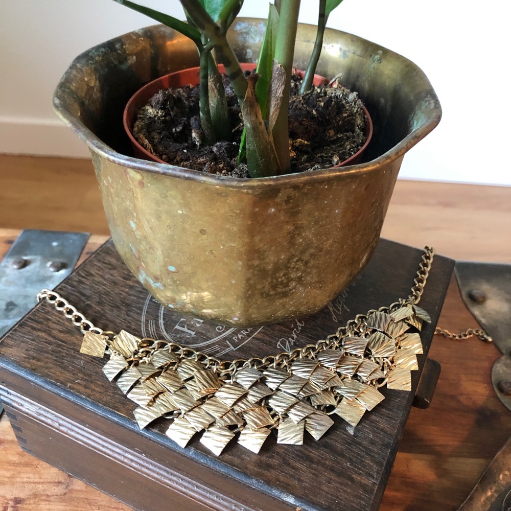 Gold bib necklace